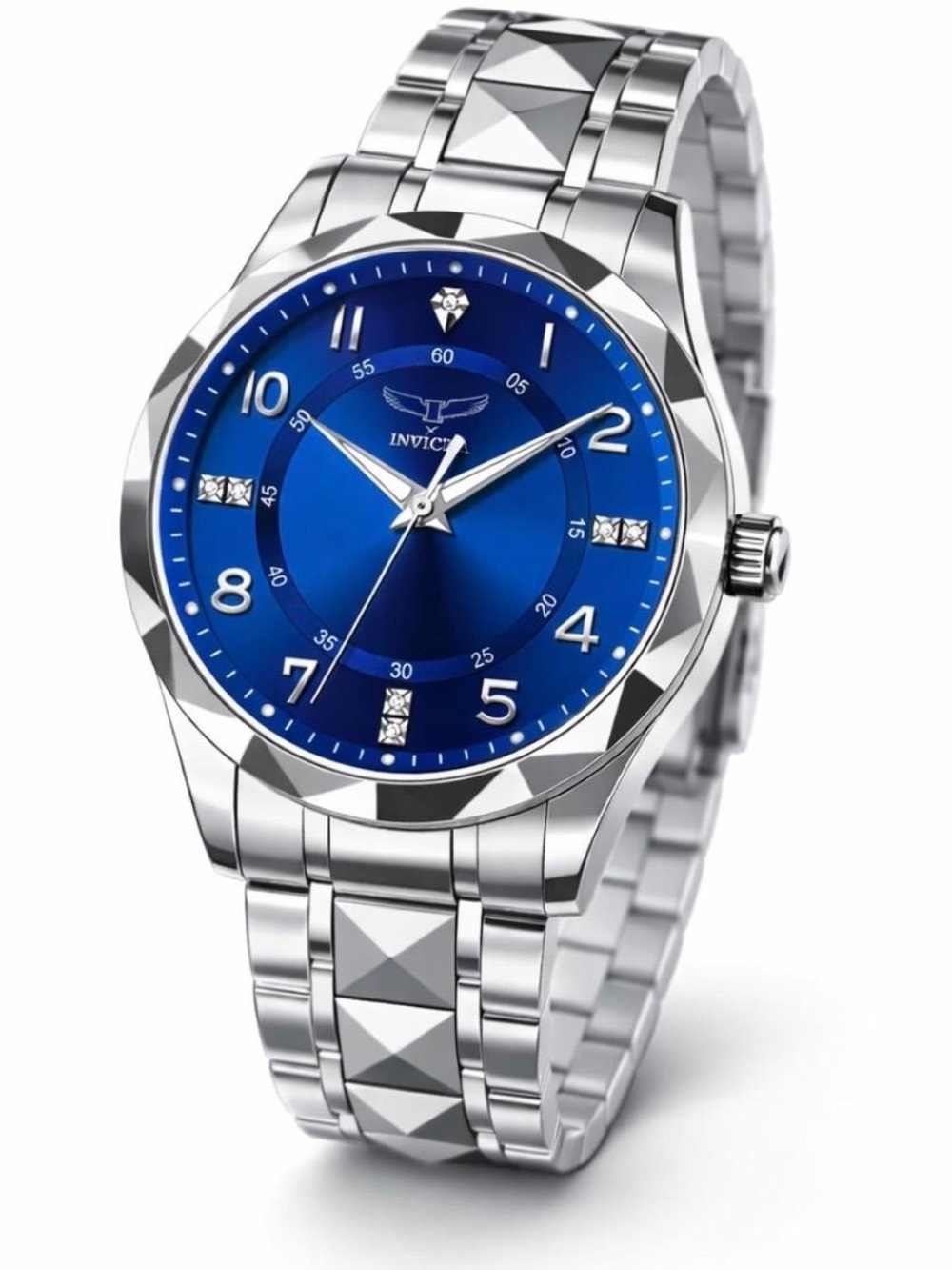 Invicta Specialty Men's Quartz Blue Dial Silver-Tone Bracelet Watch 41mm